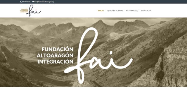 Imagen. Captura de pantalla de la página de inicio de la Fundación AltoAragón Integración, impulsora del proyecto 'Con-Ciencia' que se desarrolla en las instalaciones de Somontano Social, Centro Especial de Empleo de FAI.